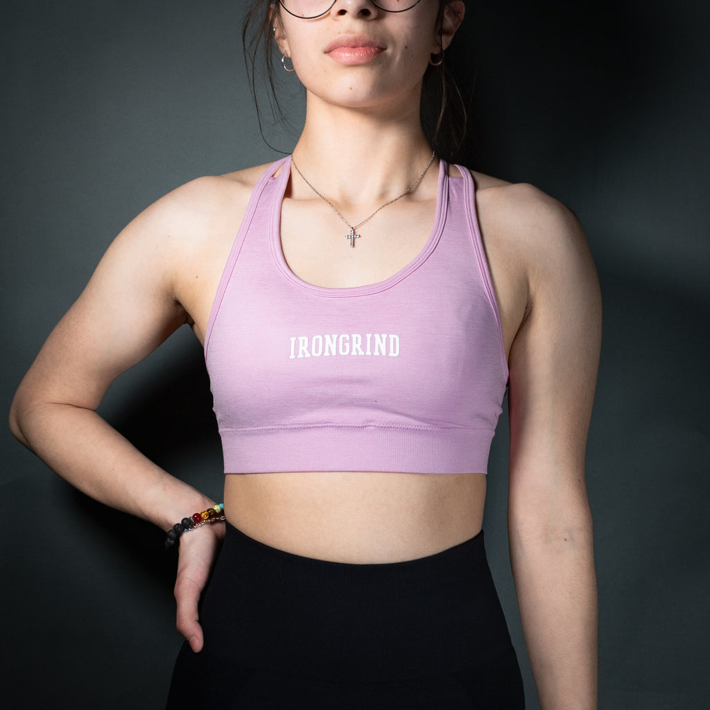 Reborn Double Cross Over Sport Bra | Baby Pink